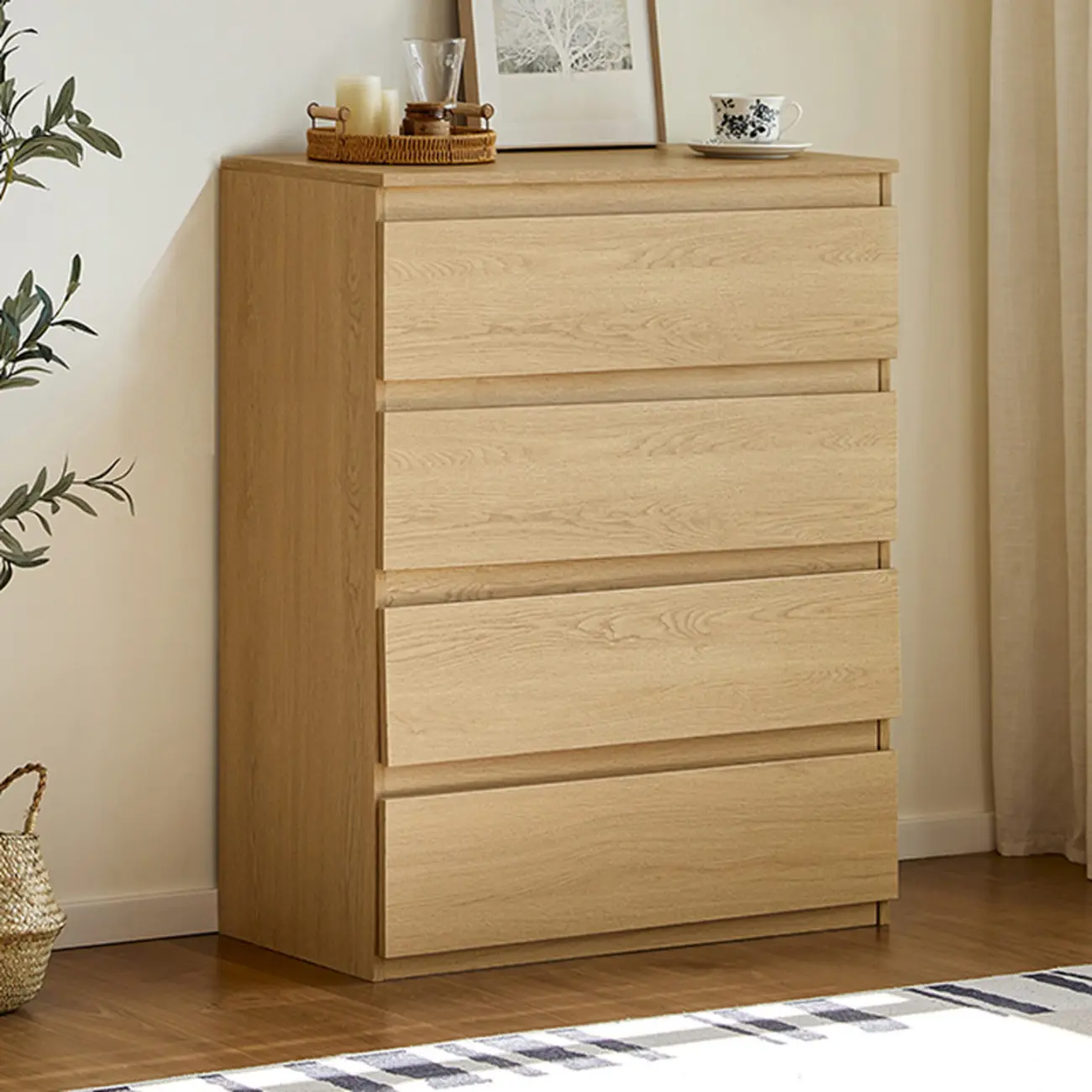 Modern Oak Wood Dresser Chest with Multiple Drawers Image - 5 | homeyfad