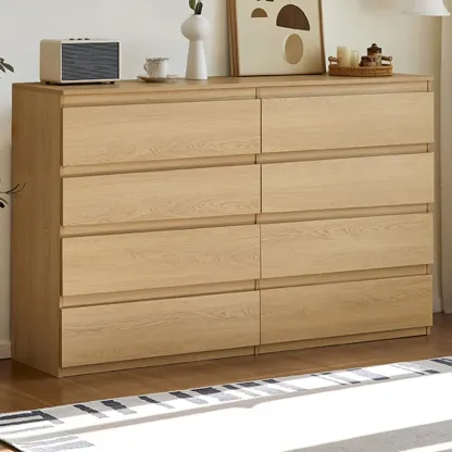 Modern Oak Wood Dresser Chest with Multiple Drawers Image - 11