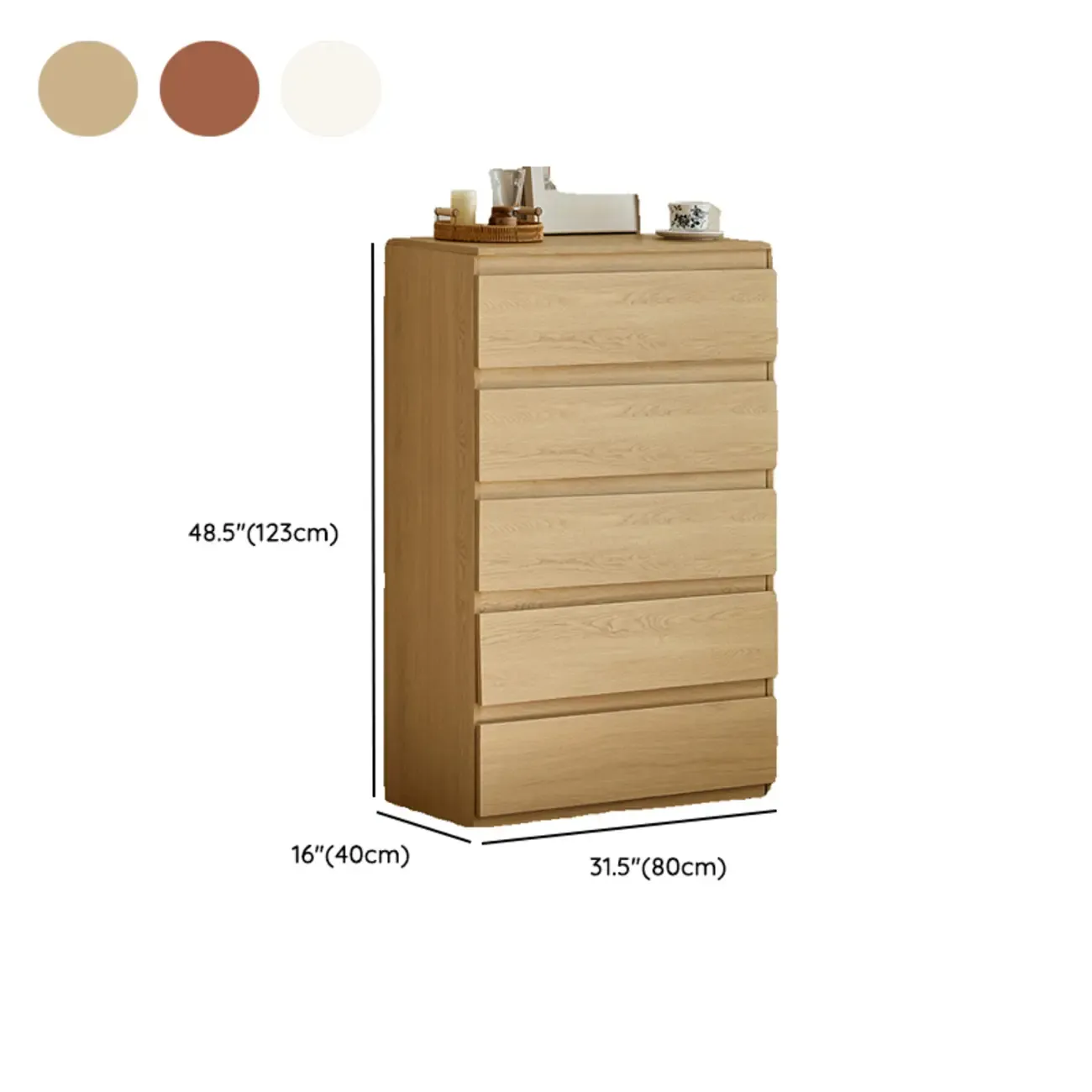 Modern Oak Wood Dresser Chest with Multiple Drawers #size