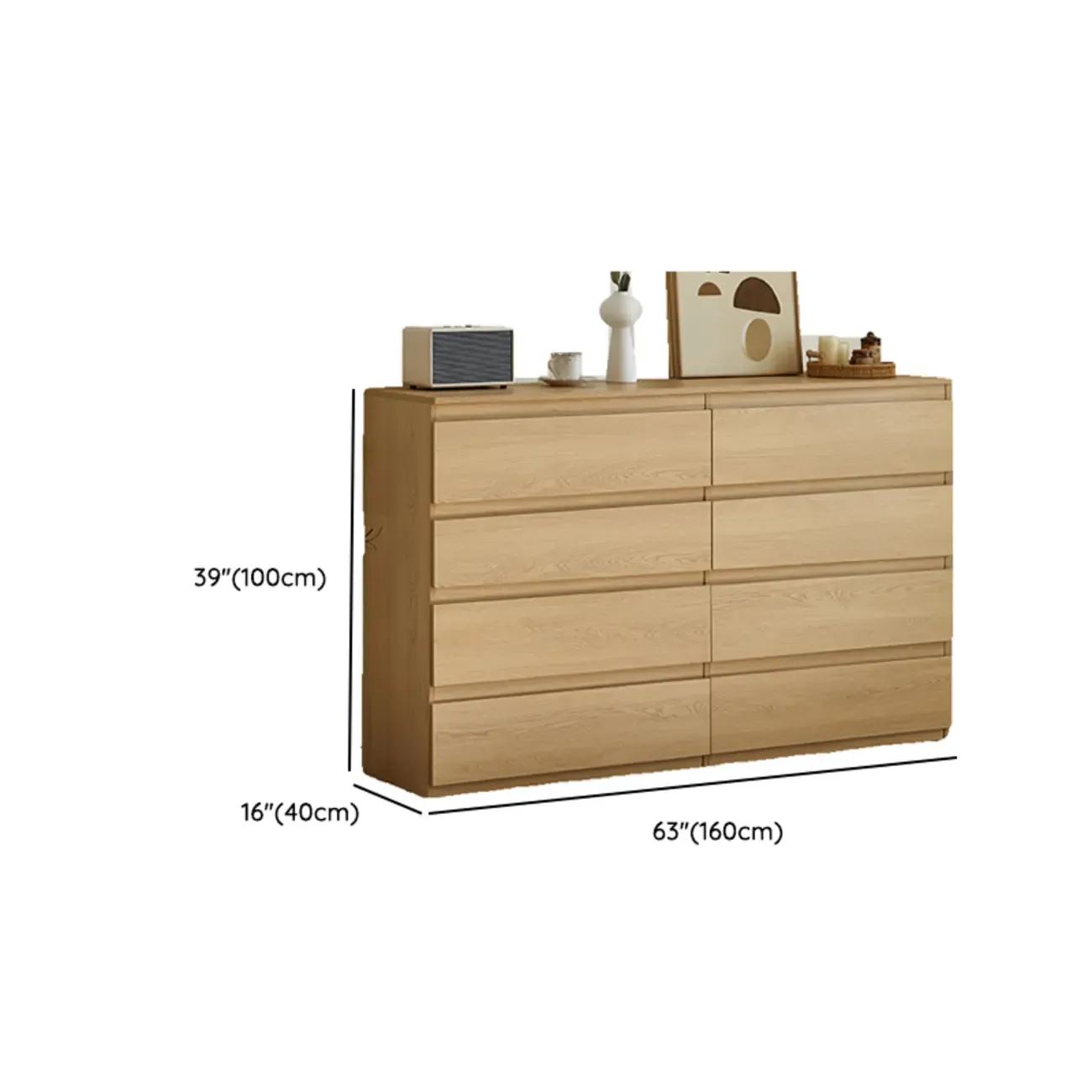 Modern Oak Wood Dresser Chest with Multiple Drawers Image - 16