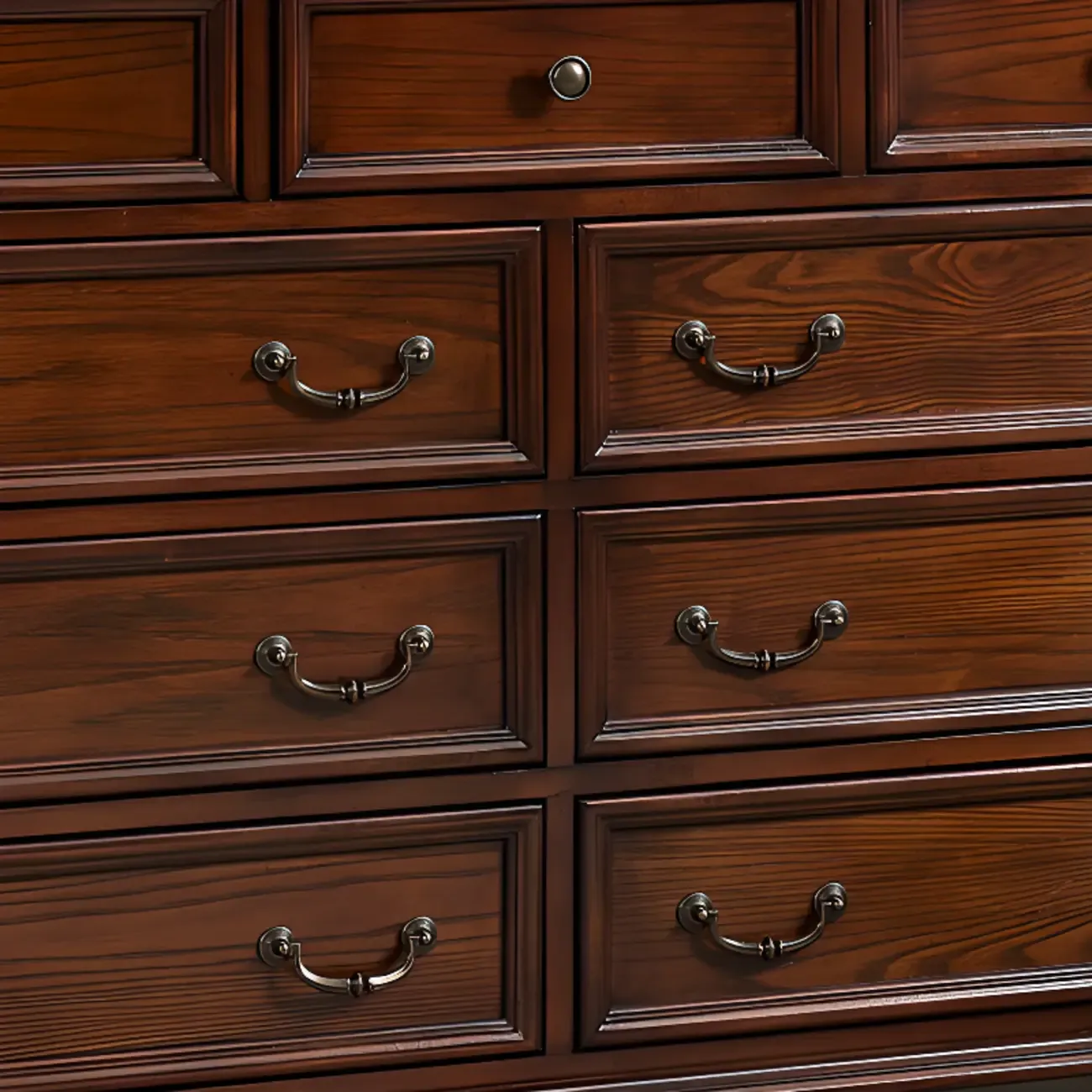 Traditional Brown Wood Dresser with 5-Drawers for Bedroom Image - 10