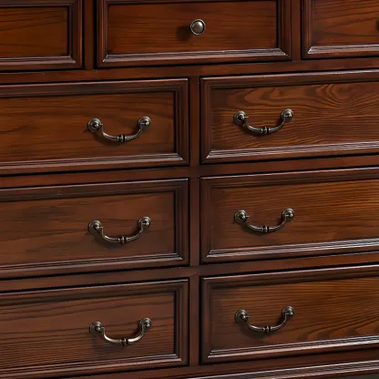 Traditional Brown Wood Dresser with 5-Drawers for Bedroom Image - 10