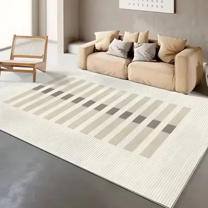 Modern Polyester Geometric Beige Rectangle Area Rug Image - 1