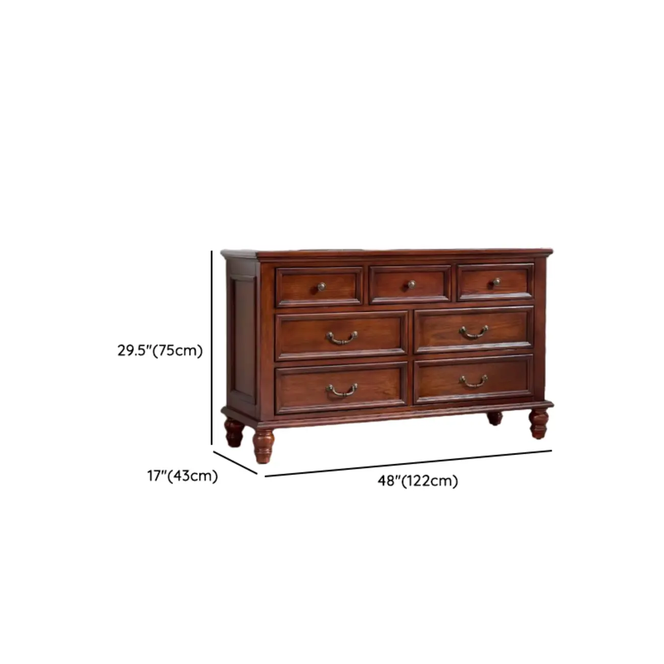 Traditional Brown Wood Dresser with 5-Drawers for Bedroom #size | homeyfad