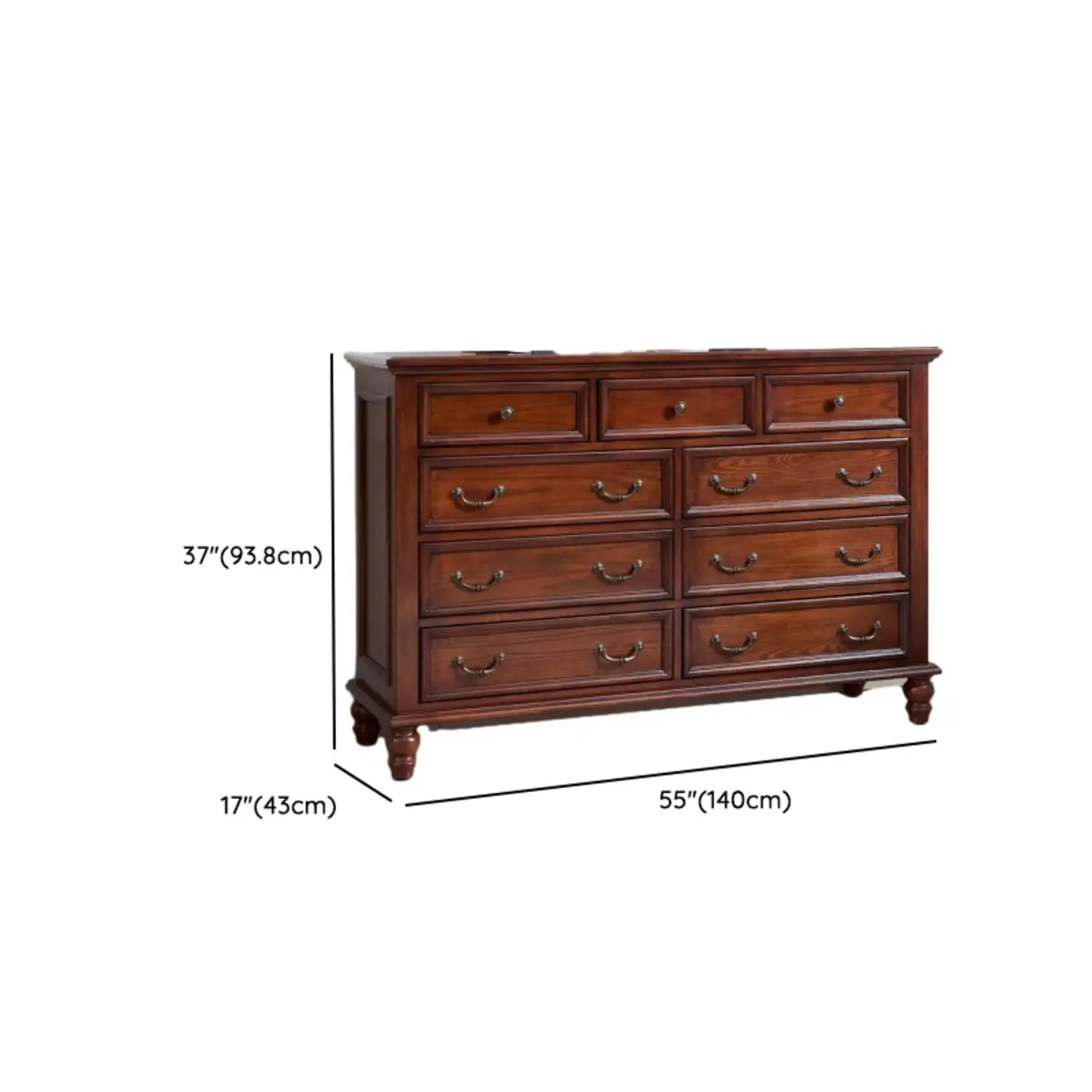 Traditional Brown Wood Dresser with 5-Drawers for Bedroom Image - 16 | homeyfad