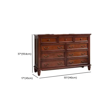 Traditional Brown Wood Dresser with 5-Drawers for Bedroom Image - 16