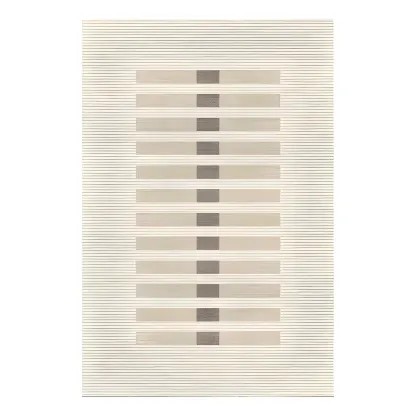 Modern Polyester Geometric Beige Rectangle Area Rug Image - 5