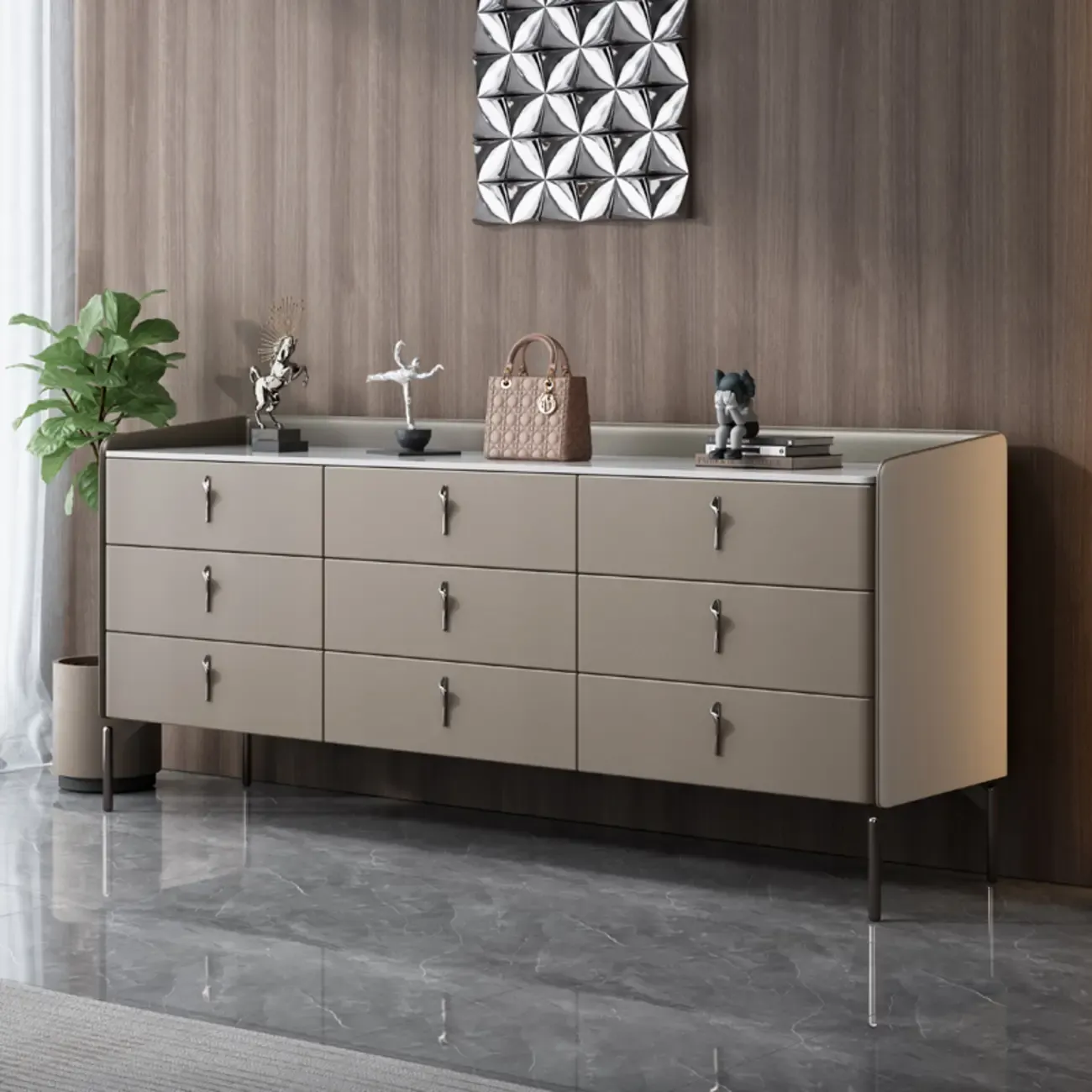 Modern Solid Wood Dresser with 8-Drawers for Bedroom Image - 1