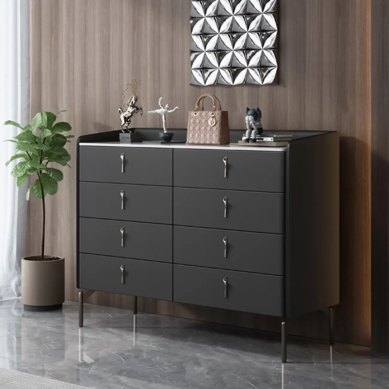 Modern Solid Wood Dresser with 8-Drawers for Bedroom Image - 27