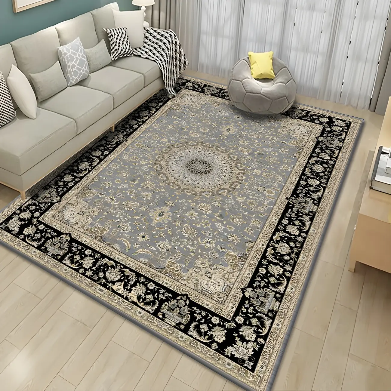 Vintage Polyester Medallion Stain Resistant Rectangle Area Rug Image - 1 | homeyfad