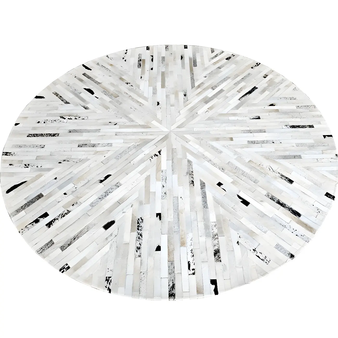 Handmade Modern Cowhide Round Area Rug for Living Room Image - 2 | homeyfad