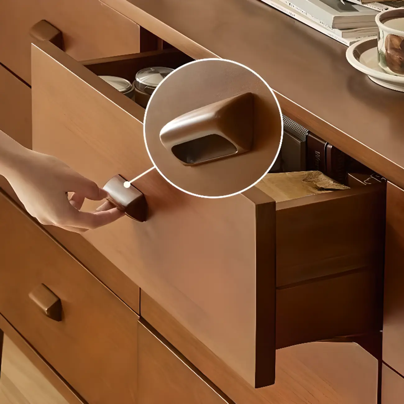 Modern Brown Wooden Pattern Dresser  for Bedroom Image - 8 | homeyfad