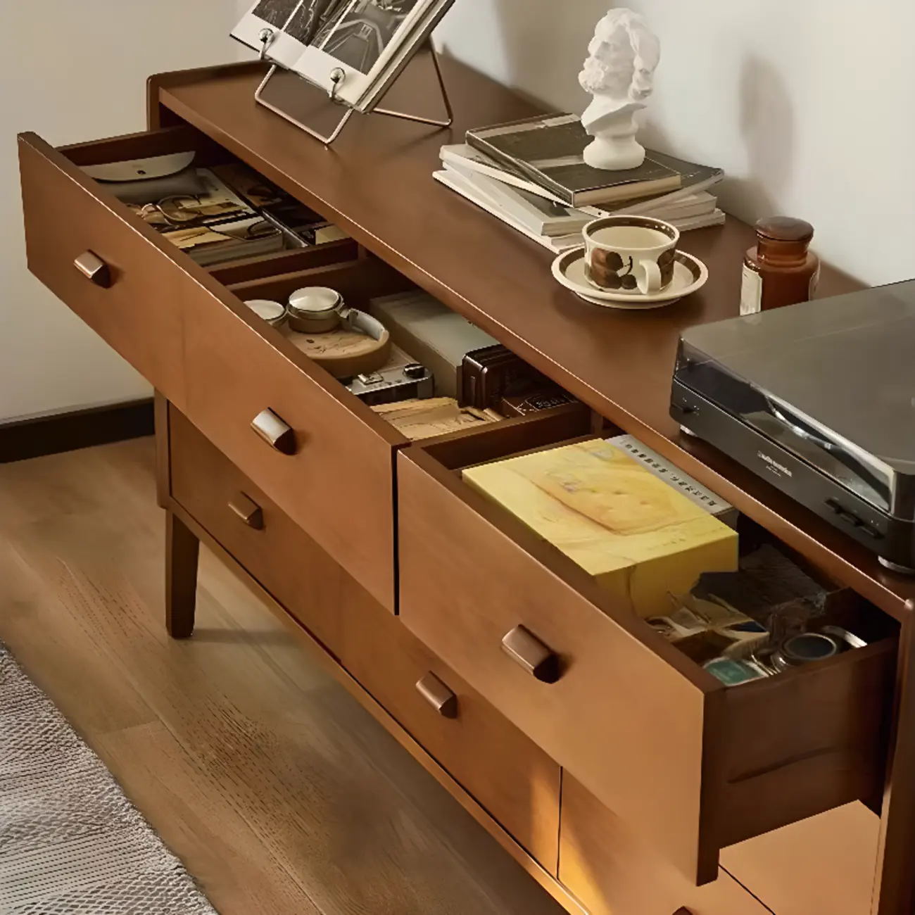 Modern Brown Wooden Pattern Dresser  for Bedroom Image - 9 | homeyfad