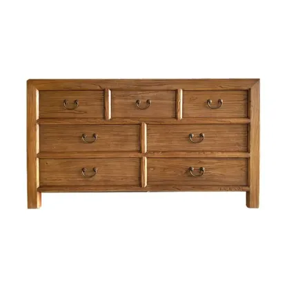 Traditional Wooden Dresser Brown with Multiple Drawers Image - 5