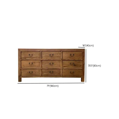 Traditional Wooden Dresser Brown with Multiple Drawers Image - 16