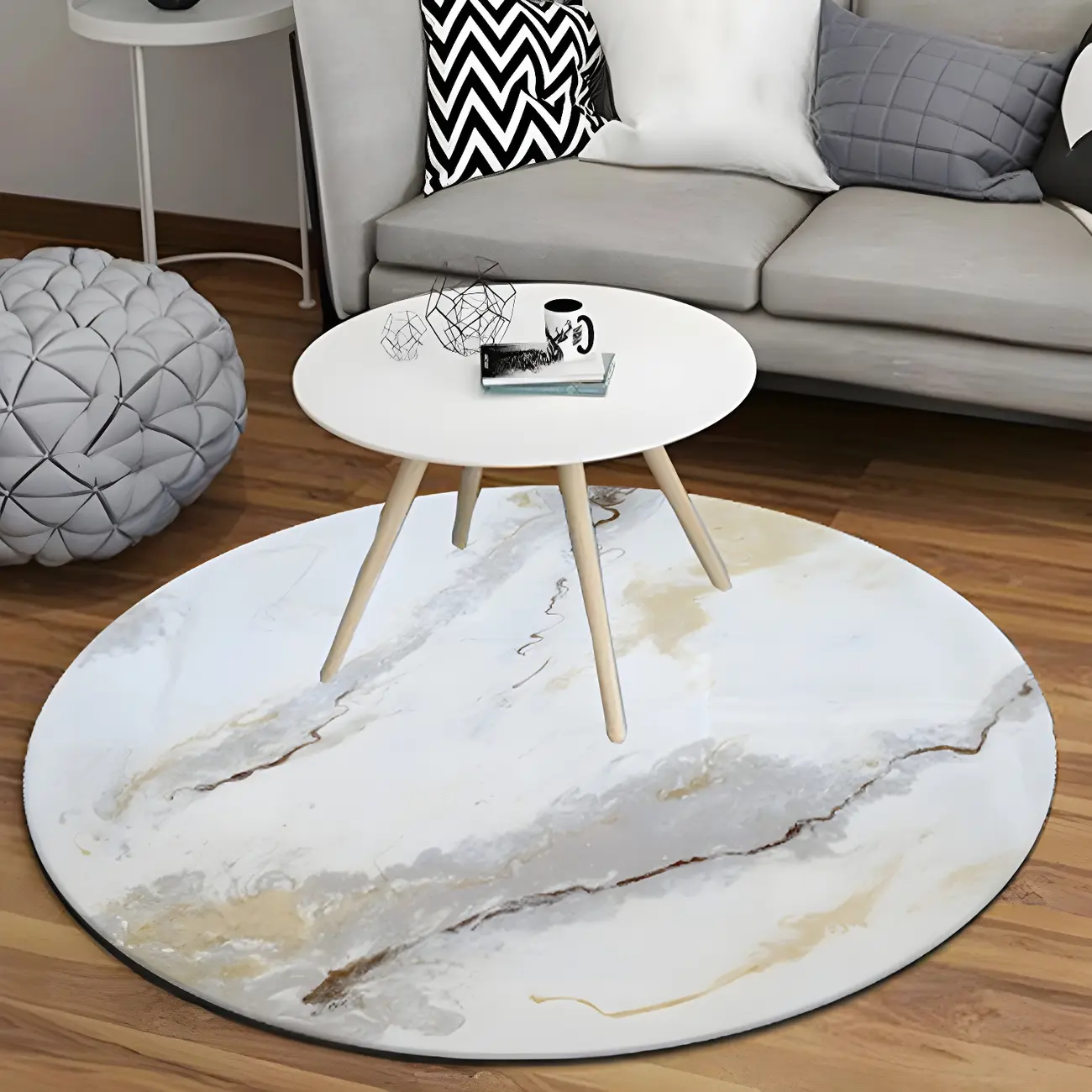 Modern Abstract Pattern Round Area Rug for Living Room Image - 2 | homeyfad