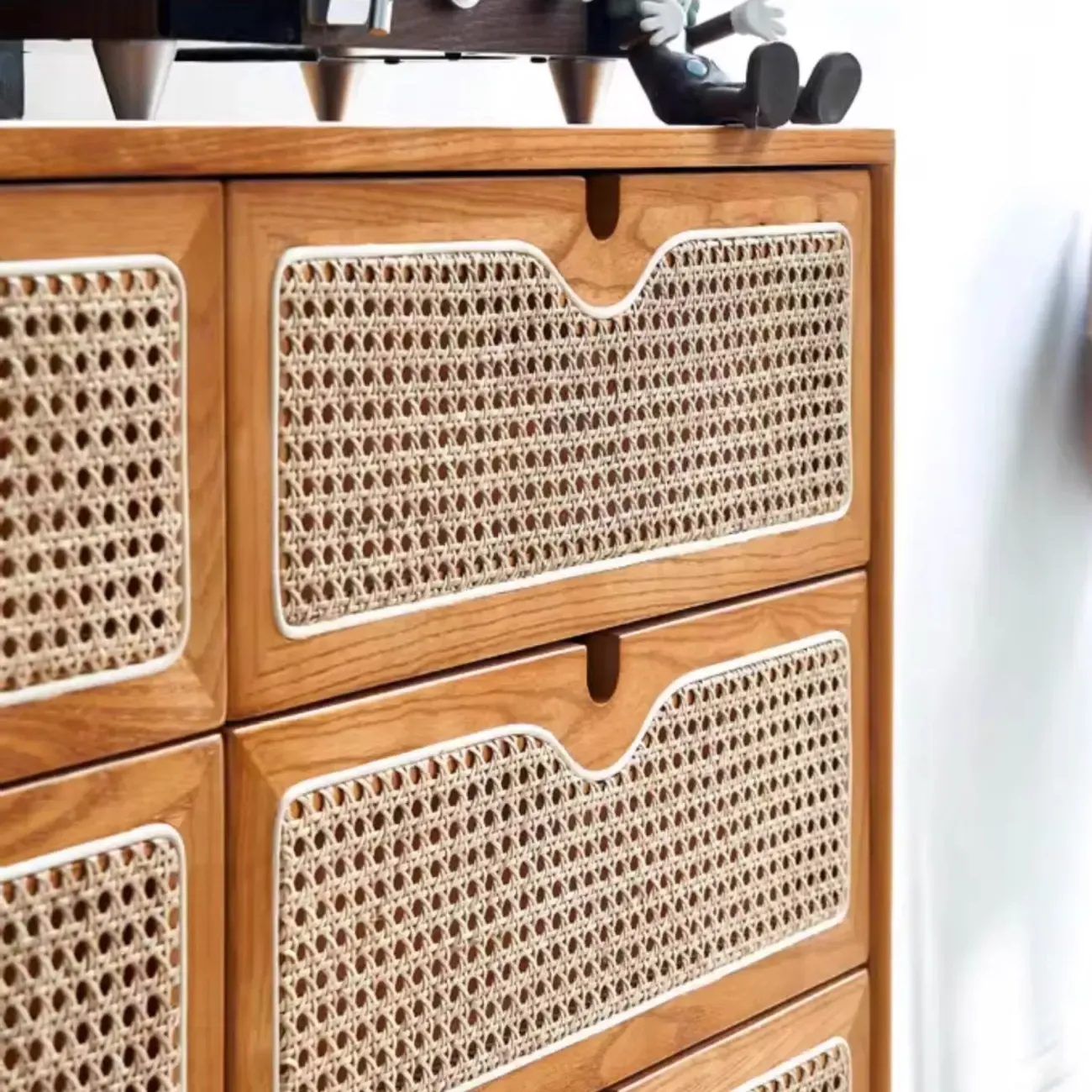 Tropical Natural Woven Double Layer Chest with 6-Drawers Image - 7