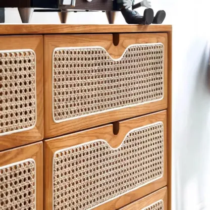 Tropical Natural Woven Double Layer Chest with 6-Drawers Image - 7