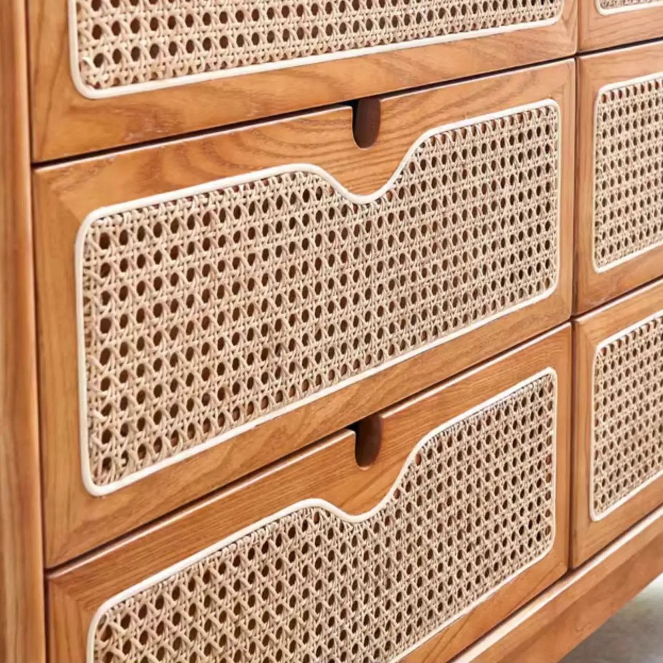 Tropical Natural Woven Double Layer Chest with 6-Drawers Image - 10 | homeyfad