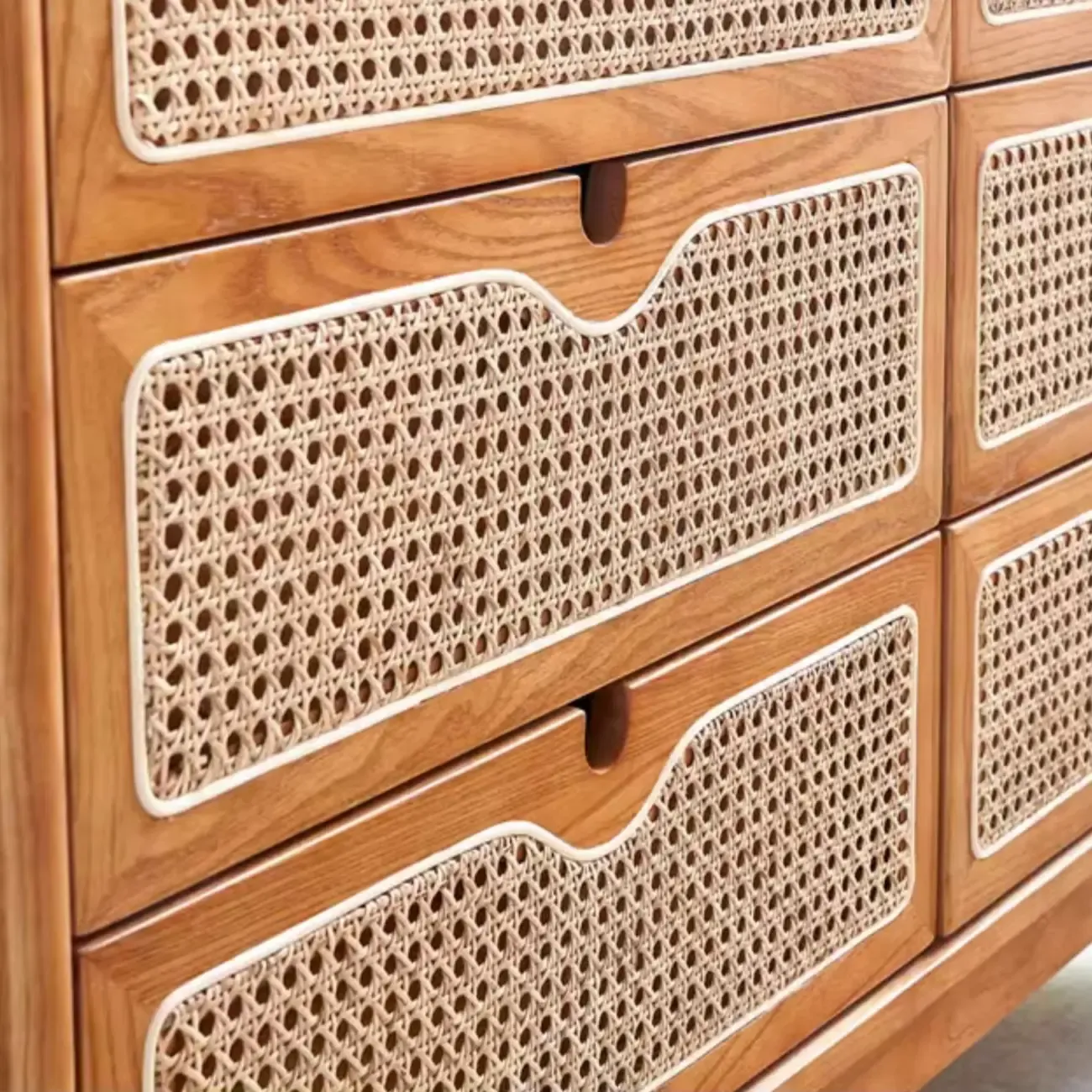 Tropical Natural Woven Double Layer Chest with 6-Drawers Image - 10
