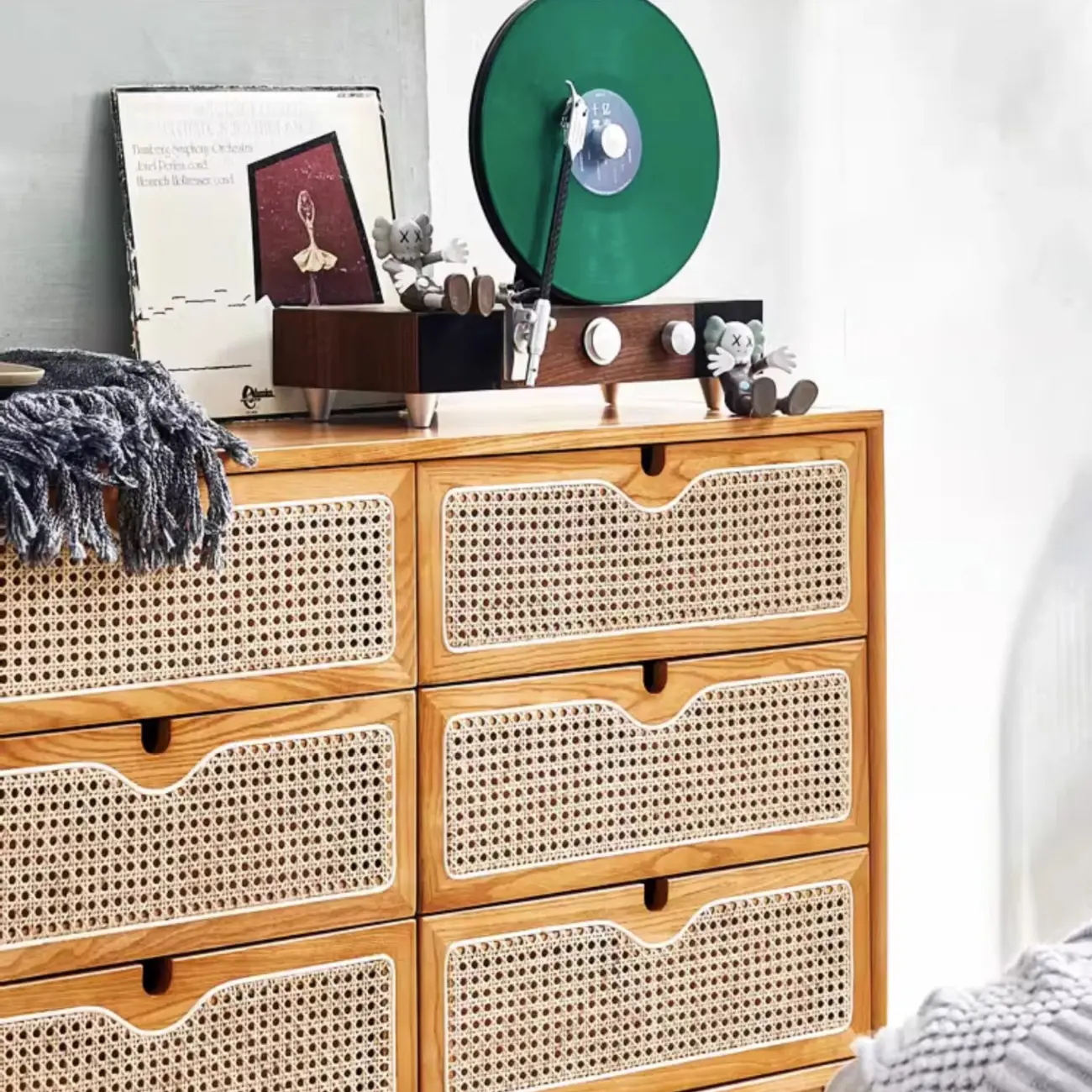 Tropical Natural Woven Double Layer Chest with 6-Drawers Image - 11 | homeyfad