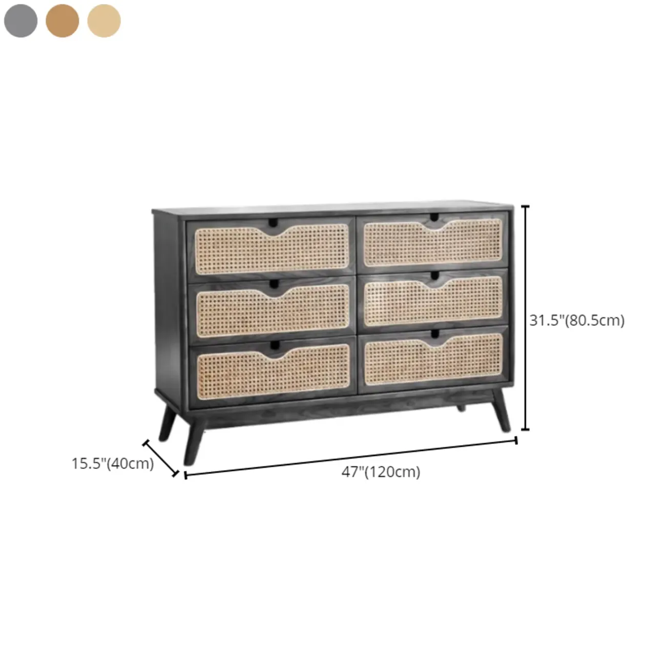 Tropical Natural Woven Double Layer Chest with 6-Drawers Image - 18