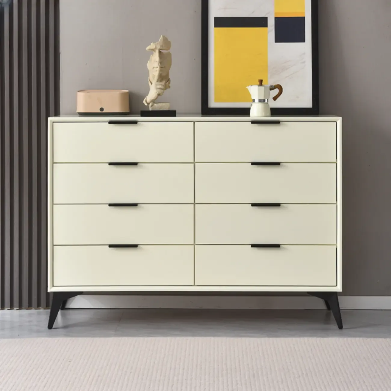 Industrial Grey Wooden Dresser with Double Storage for Bedroom Image - 2
