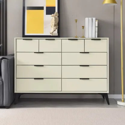 Industrial Grey Wooden Dresser with Double Storage for Bedroom Image - 6