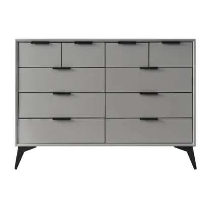 Industrial Grey Wooden Dresser with Double Storage for Bedroom Image - 9