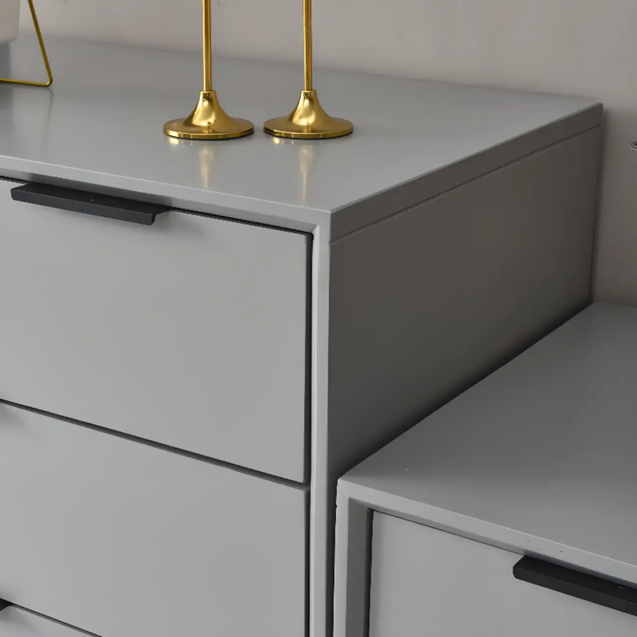 Industrial Grey Wooden Dresser with Double Storage for Bedroom Image - 12