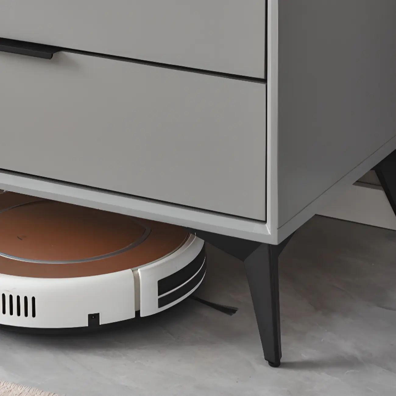 Industrial Grey Wooden Dresser with Double Storage for Bedroom Image - 13 | homeyfad