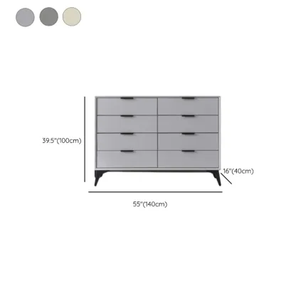 Industrial Grey Wooden Dresser with Double Storage for Bedroom #size