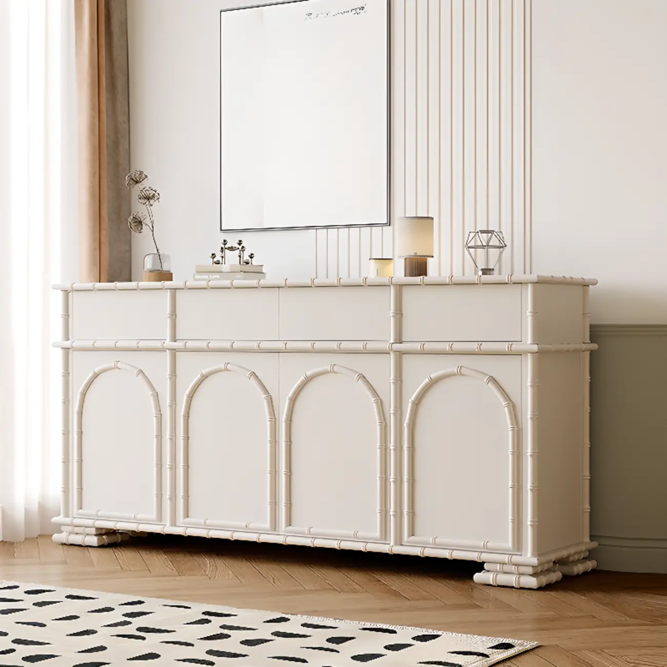 Elegant White Wood Hallway Shoe Cabinet with 4-Drawer Image - 1 | homeyfad