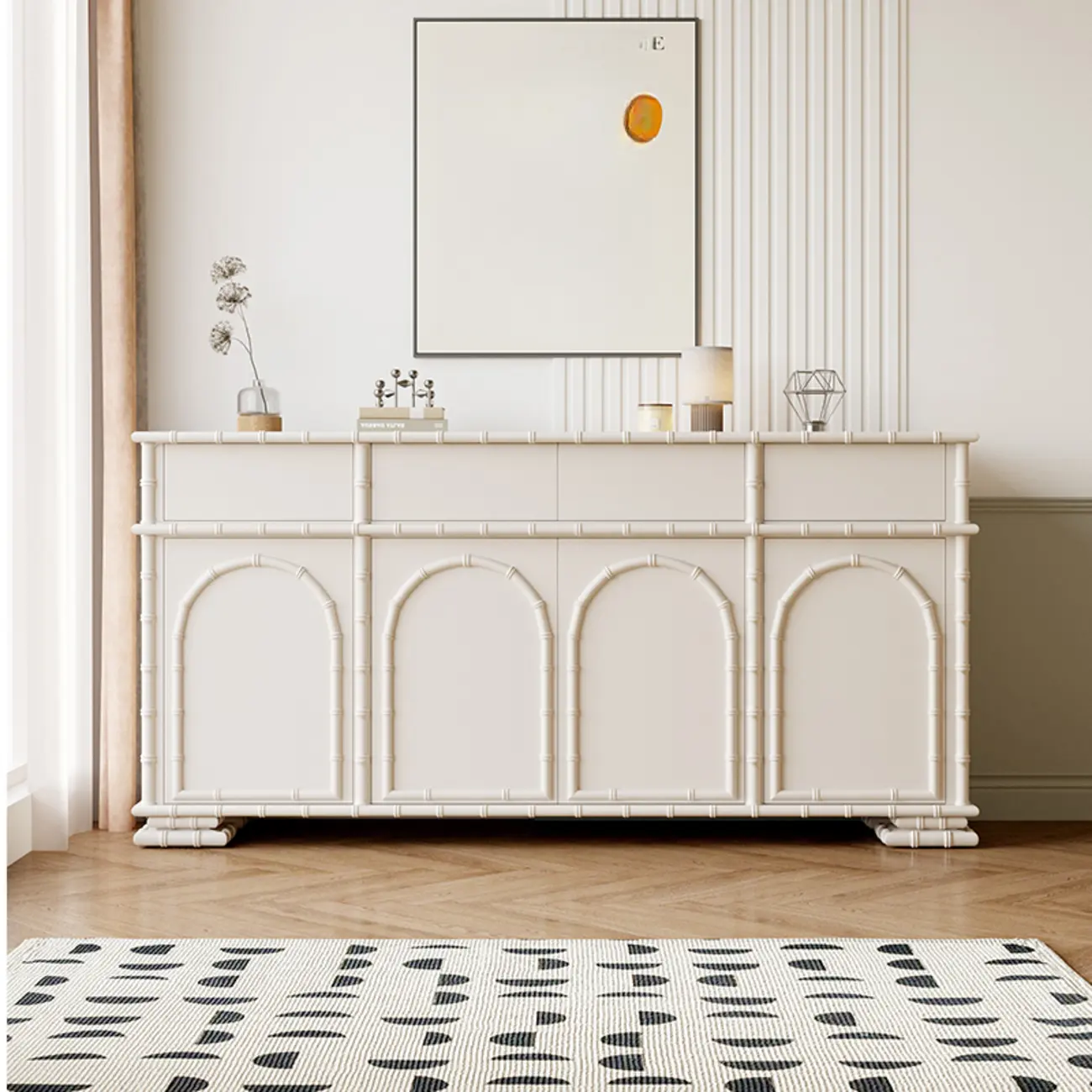 Elegant White Wood Hallway Shoe Cabinet with 4-Drawer Image - 5 | homeyfad