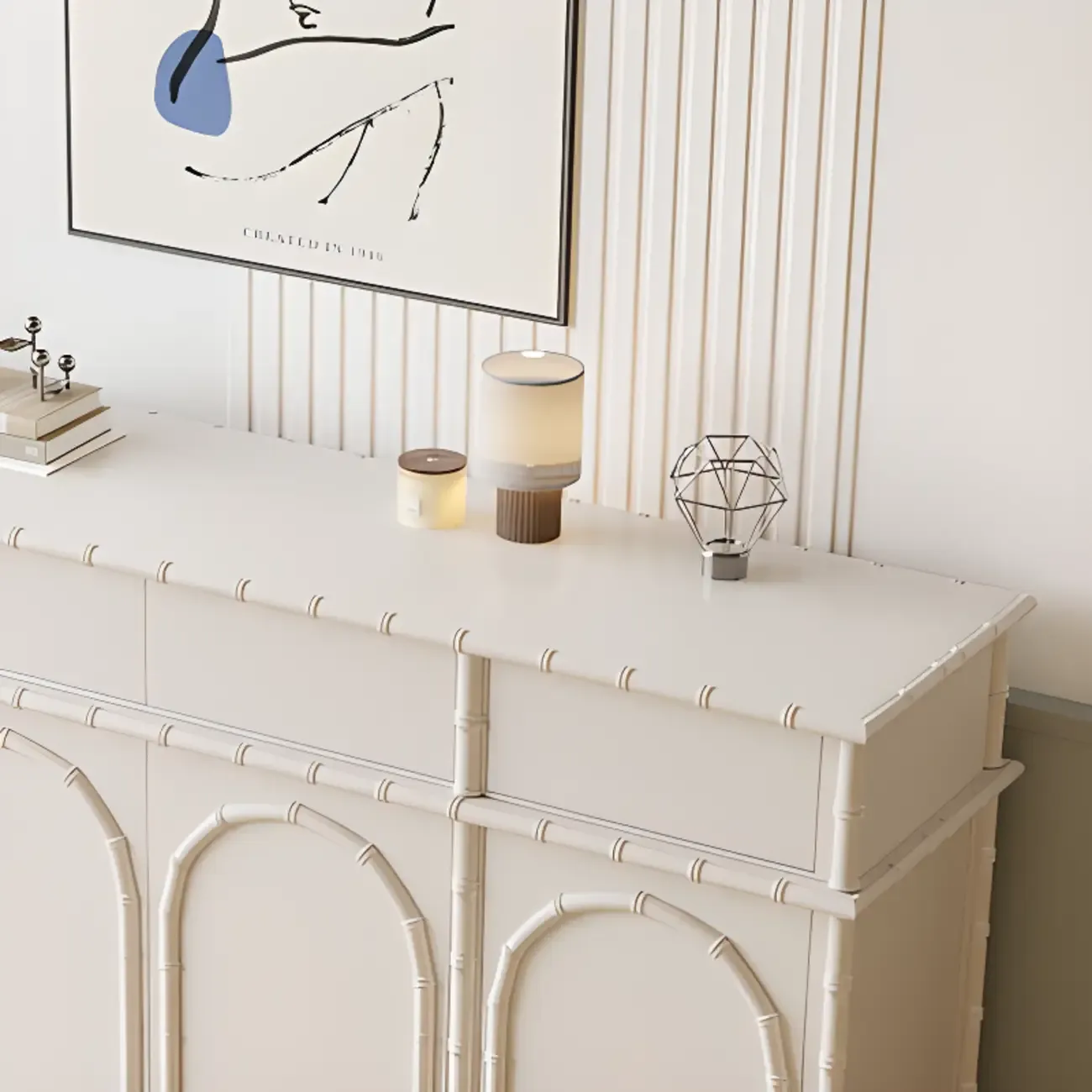 Elegant White Wood Hallway Shoe Cabinet with 4-Drawer Image - 7