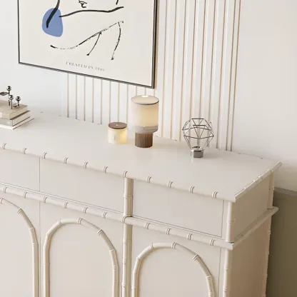 Elegant White Wood Hallway Shoe Cabinet with 4-Drawer Image - 7