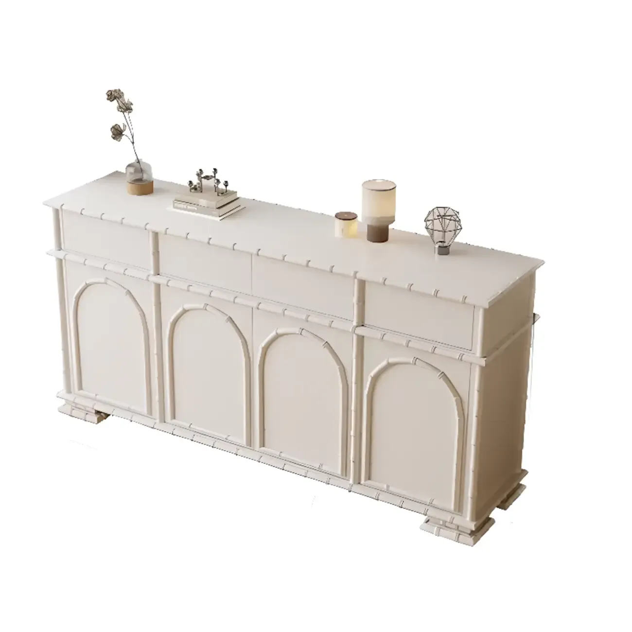 Elegant White Wood Hallway Shoe Cabinet with 4-Drawer Image - 8