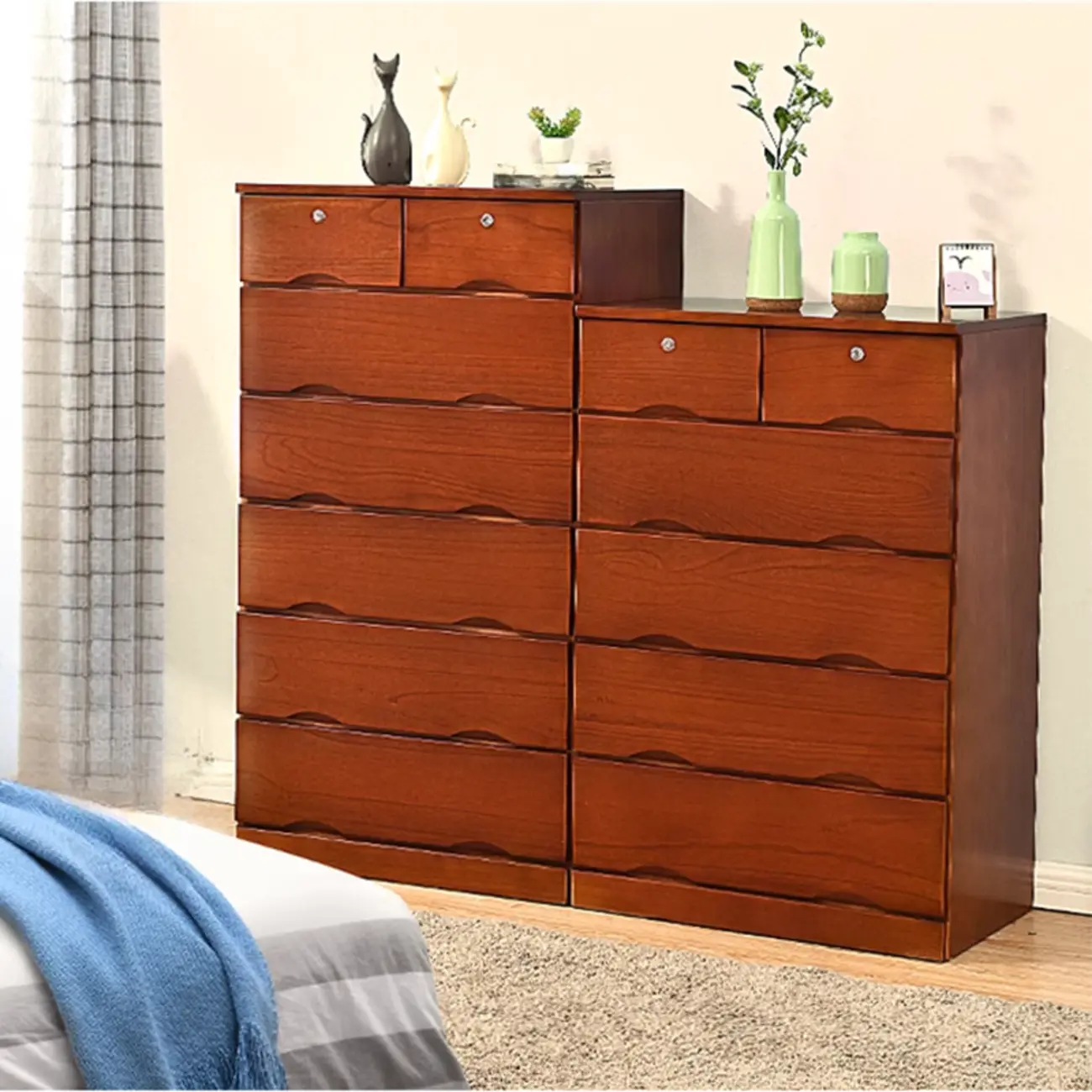Modern Natural Wood Dressers with 7-Drawers for Living Room Image - 2 | homeyfad