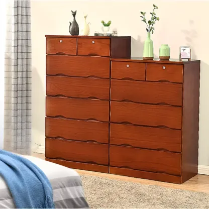 Modern Natural Wood Dressers with 7-Drawers for Living Room Image - 2