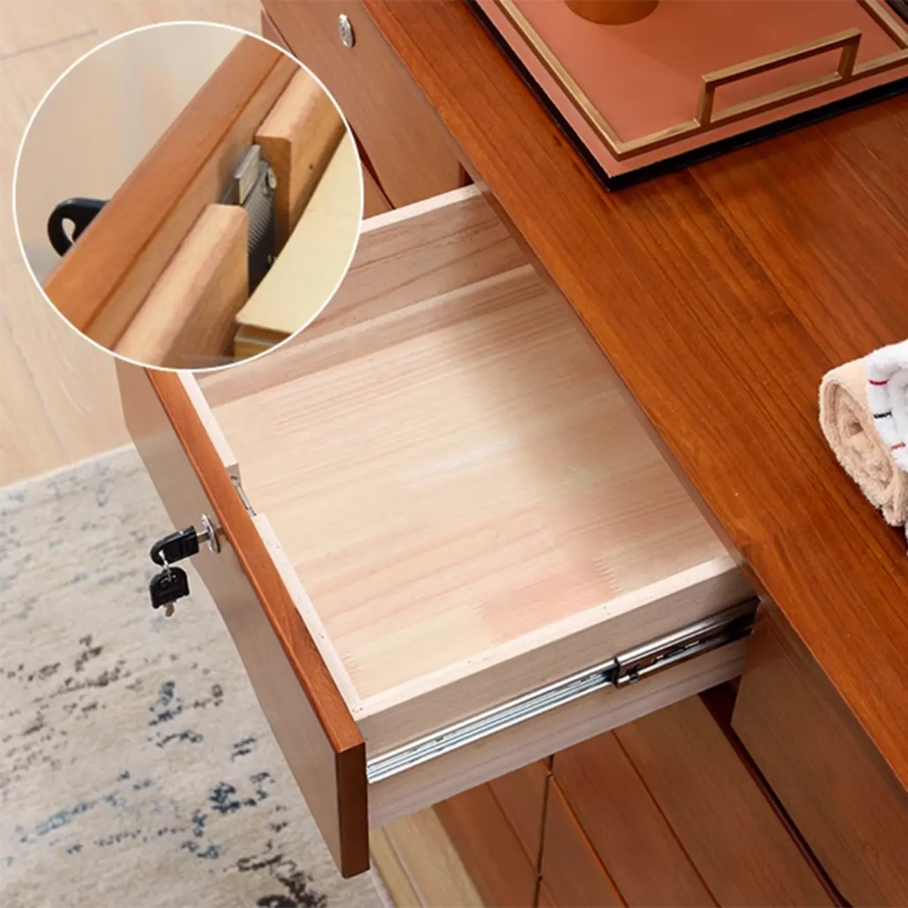 Modern Natural Wood Dressers with 7-Drawers for Living Room Image - 10 | homeyfad