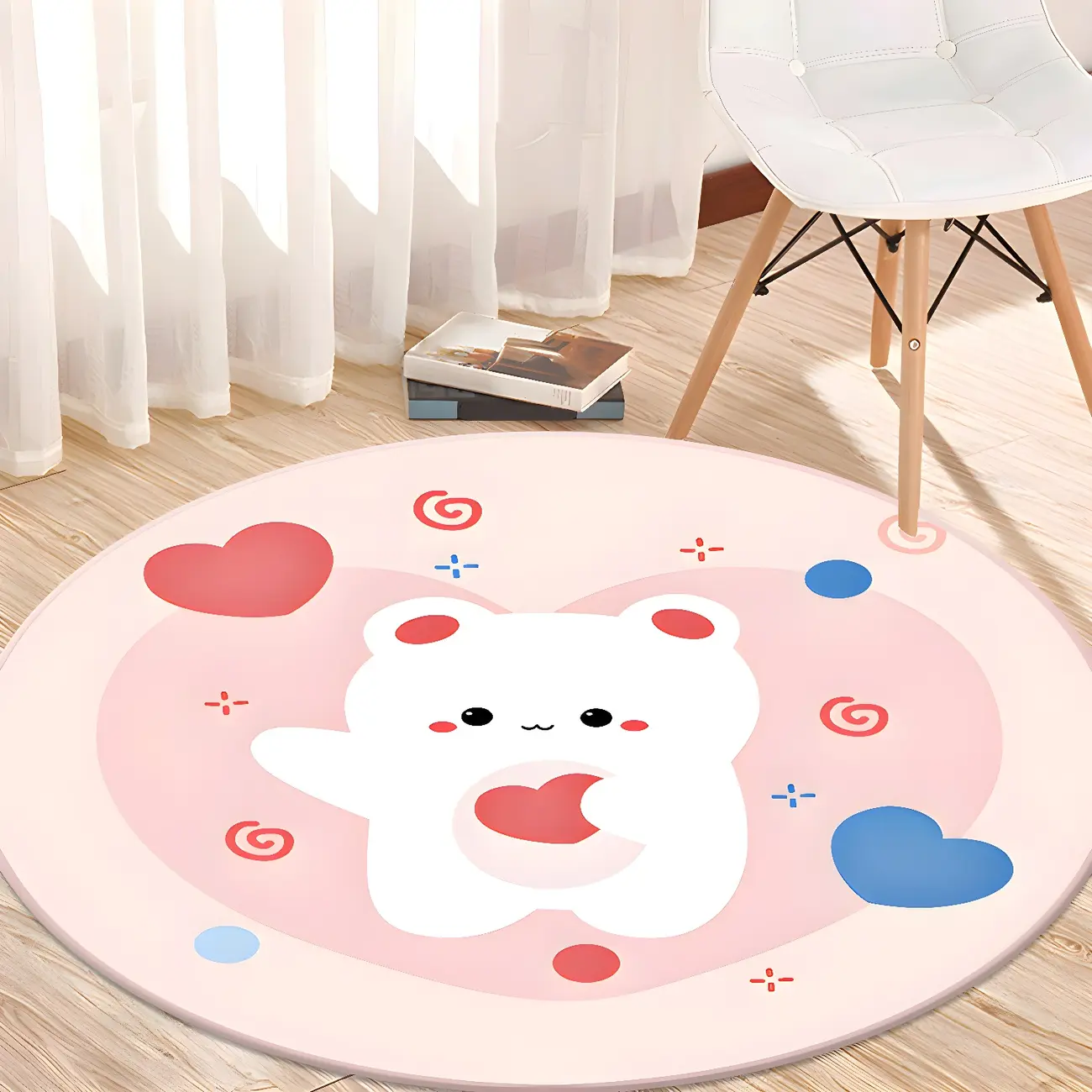 Cartoon Kids Polyester Printed Round Area Rug Image - 3 | homeyfad