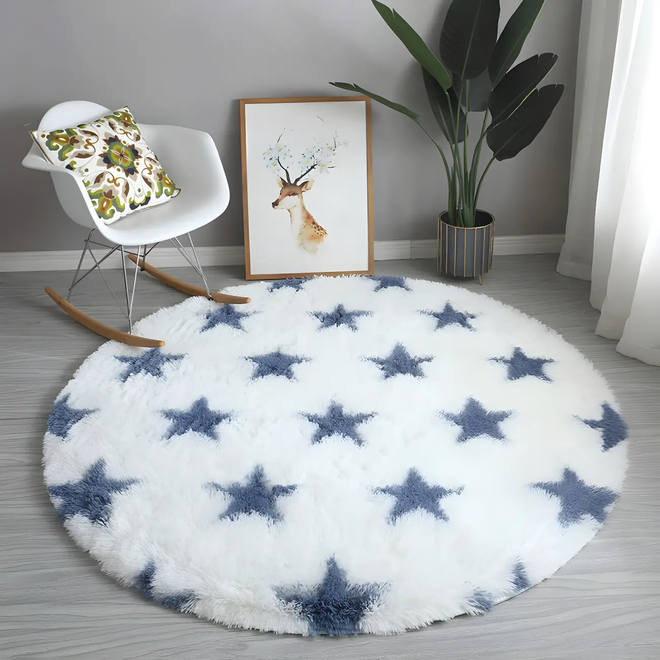 Casual Polyester Geometric Round Area Rug for Indoor Use Image - 1 | homeyfad