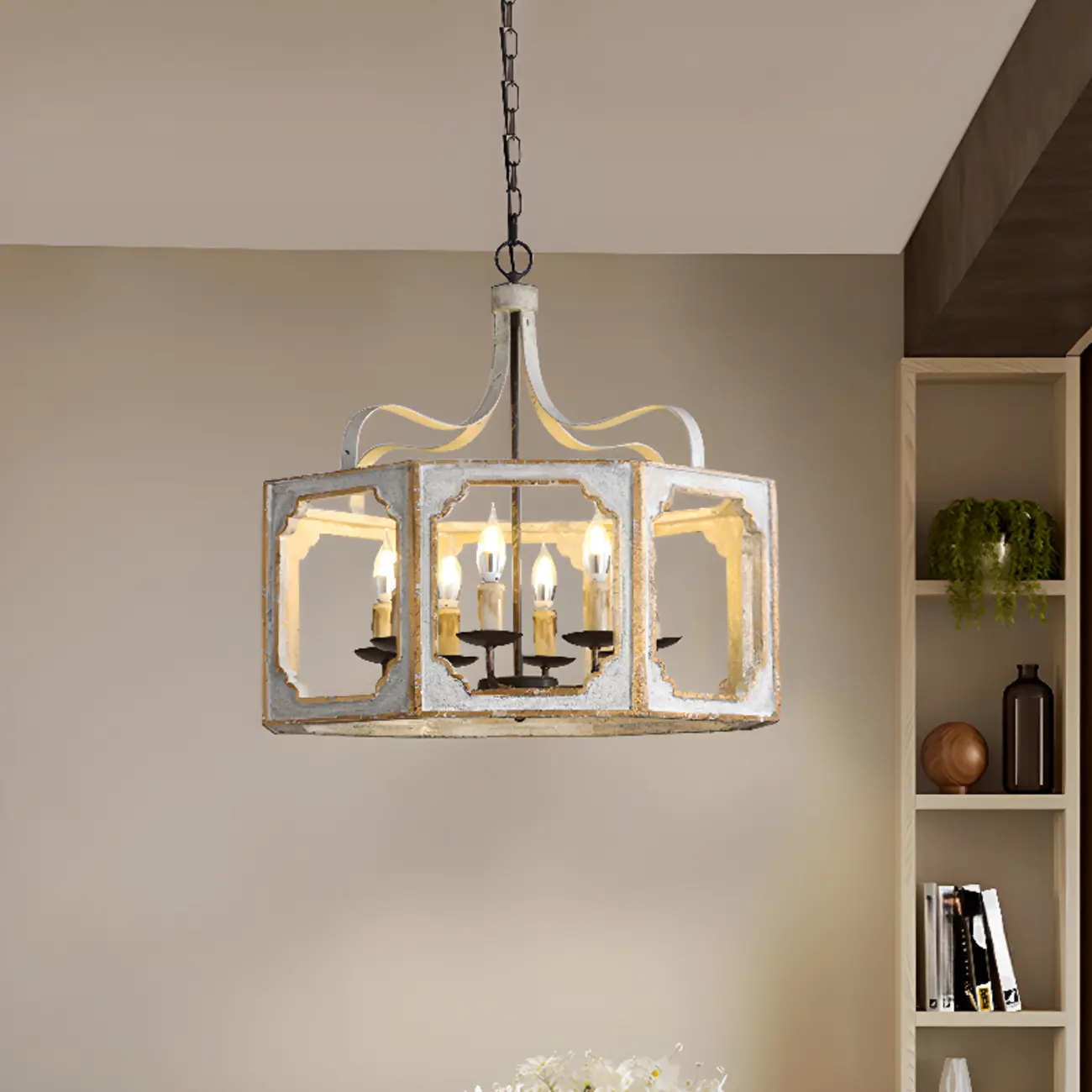 Vintage White Metal Pendant Light with Adjustable Height    Image - 1 | homeyfad