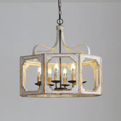 Vintage White Metal Pendant Light with Adjustable Height    Image - 2