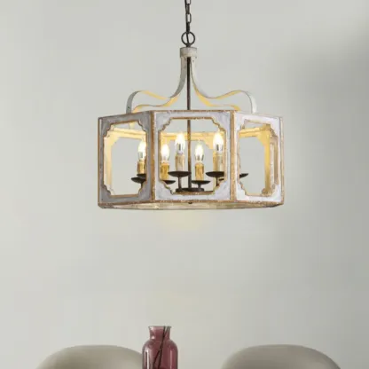 Vintage White Metal Pendant Light with Adjustable Height    Image - 4