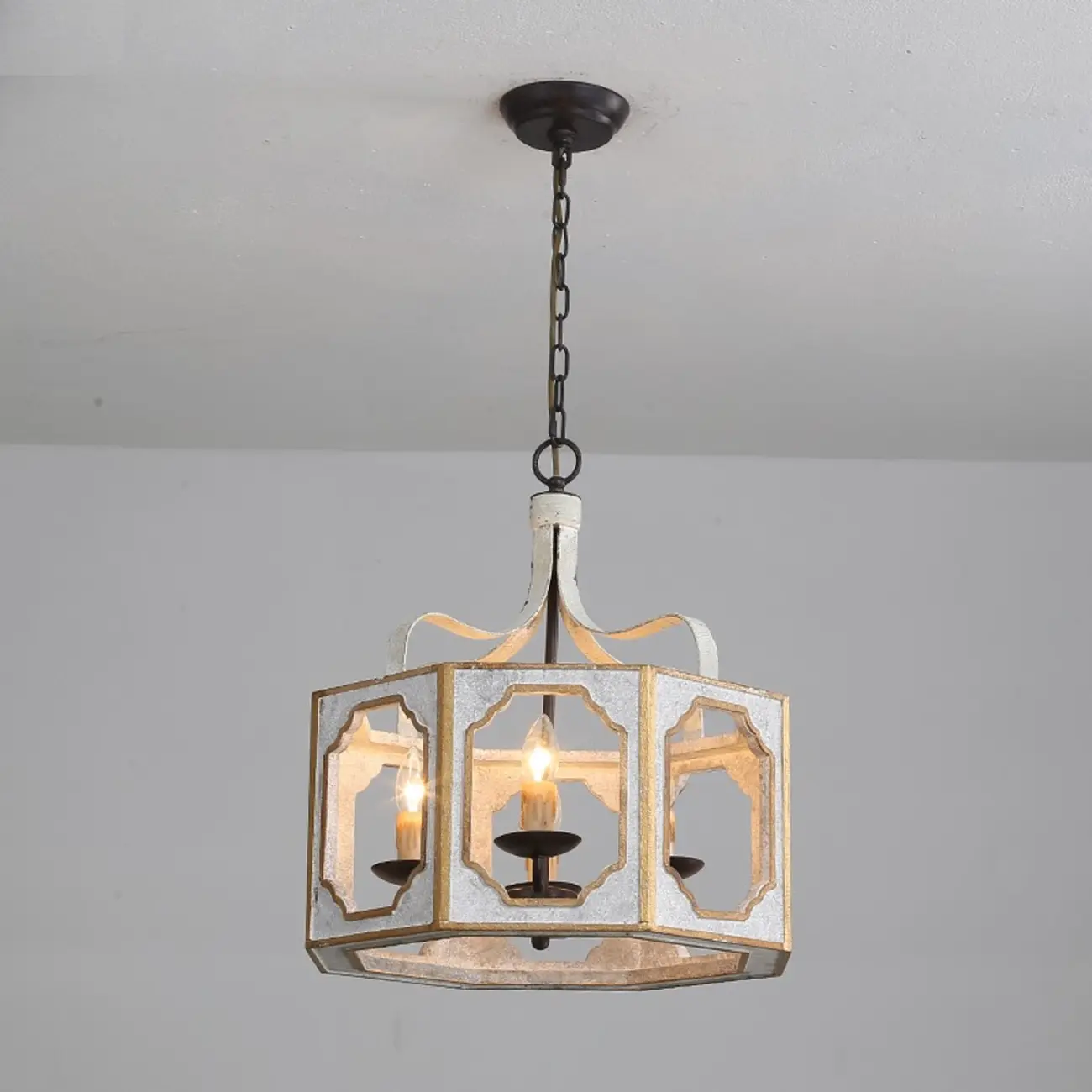 Vintage White Metal Pendant Light with Adjustable Height    Image - 5 | homeyfad
