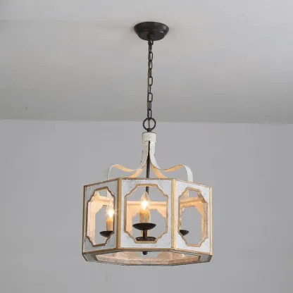Vintage White Metal Pendant Light with Adjustable Height    Image - 5