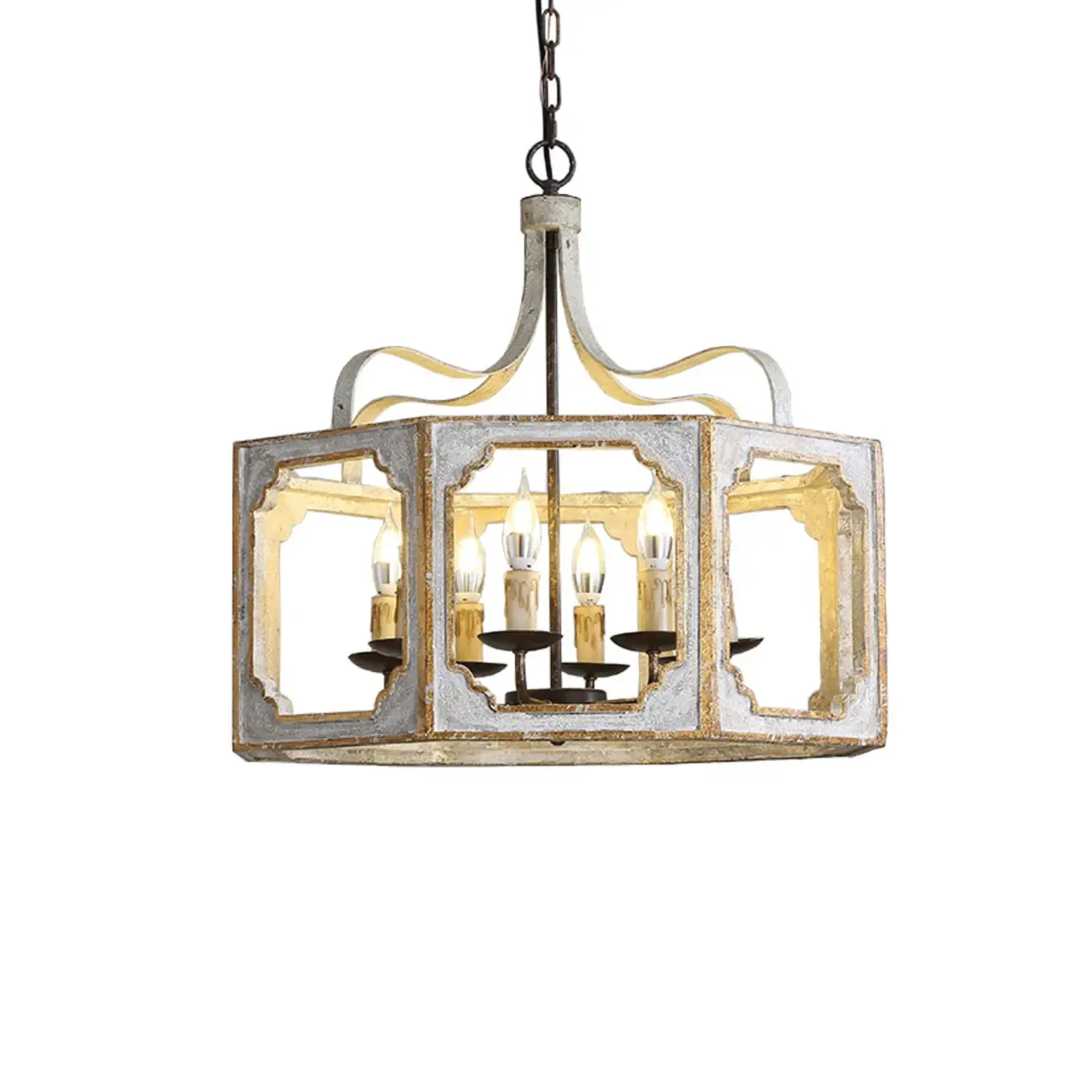 Vintage White Metal Pendant Light with Adjustable Height    Image - 8