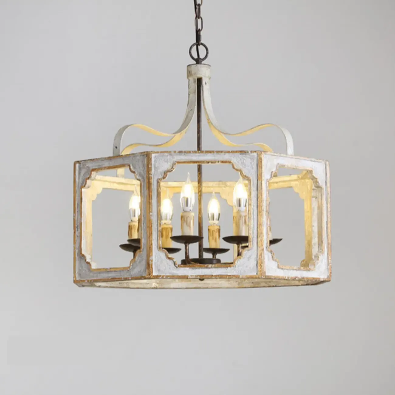Vintage White Metal Pendant Light with Adjustable Height    Image - 9