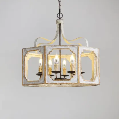 Vintage White Metal Pendant Light with Adjustable Height    Image - 9